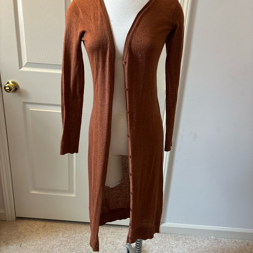 Forever 21 Rust Brown Long Cardigan Sz S